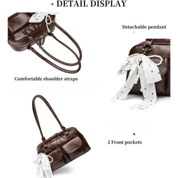 Shoulder Purses Bag Women Trendy - PU Leather Brown - Picture 3 of 7